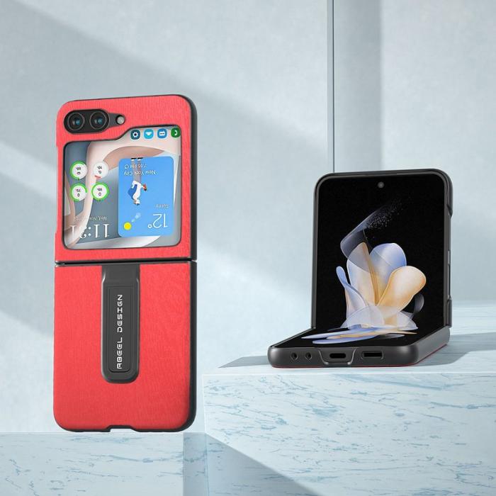 ABEEL - ABEEL Samsung Galaxy Z Flip5 Skal PU Läder Kickstand Röd