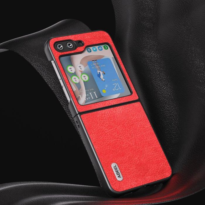 ABEEL - ABEEL Samsung Galaxy Z Flip5 Skal Retro Litchi Röd