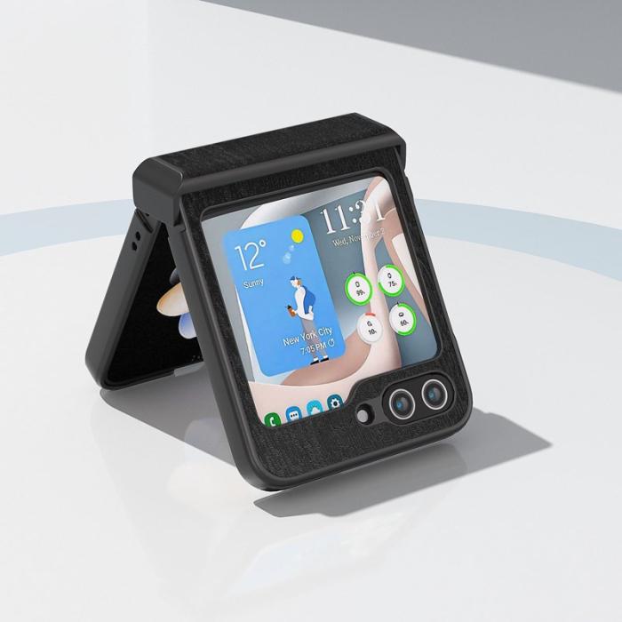 ABEEL - ABEEL Samsung Galaxy Z Flip5 Skal Trätextur Svart