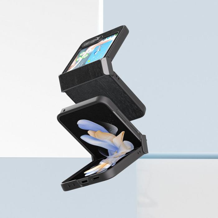 ABEEL - ABEEL Samsung Galaxy Z Flip5 Skal Trätextur Svart