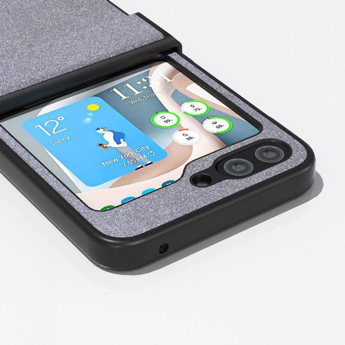 ABEEL - ABEEL Samsung Galaxy Z Flip7 FE 5G Fodral KonstLäder Glittrig Svart