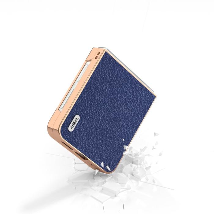 ABEEL - ABEEL Samsung Galaxy Z Flip7 FE 5G Mobilskal Äkta Läder Blå