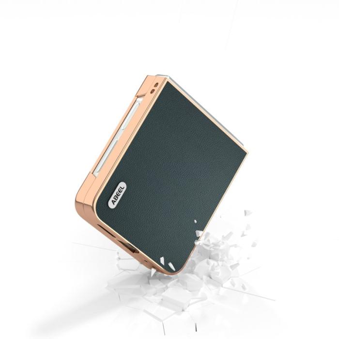 ABEEL - ABEEL Samsung Galaxy Z Flip7 FE 5G Mobilskal Äkta Läder Grön