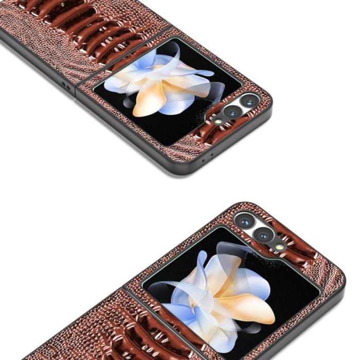 ABEEL - ABEEL Samsung Galaxy Z Flip7 FE 5G Skal Äkta Läder Kaffe