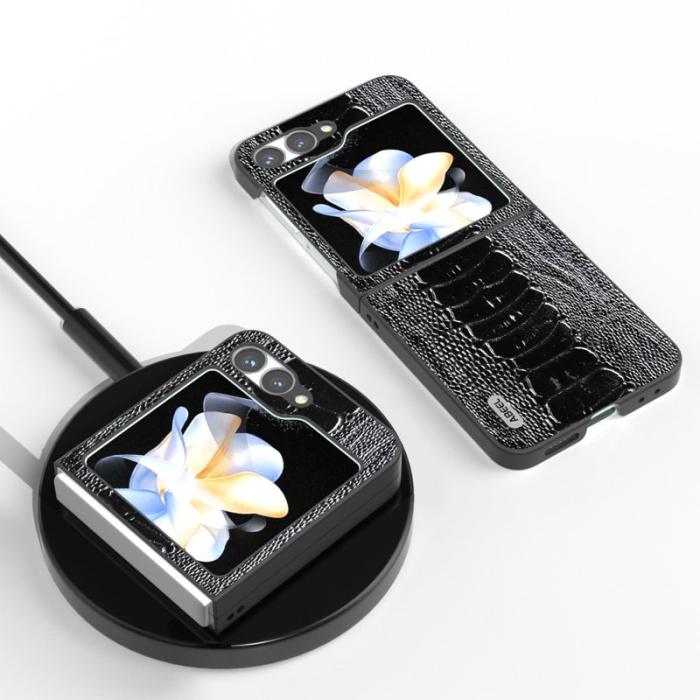 ABEEL - ABEEL Samsung Galaxy Z Flip7 FE 5G Skal Äkta Läder Svart