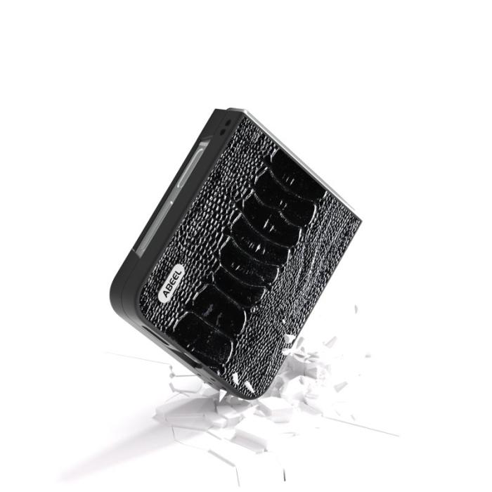 ABEEL - ABEEL Samsung Galaxy Z Flip7 FE 5G Skal Äkta Läder Svart