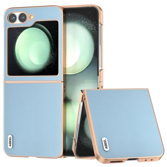 ABEEL - ABEEL Samsung Galaxy Z Flip7 FE 5G Mobilskal Äkta Läder - Blå