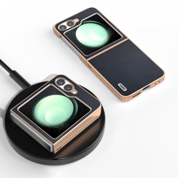 ABEEL - ABEEL Samsung Galaxy Z Flip7 FE 5G Mobilskal i Äkta Läder - Blå