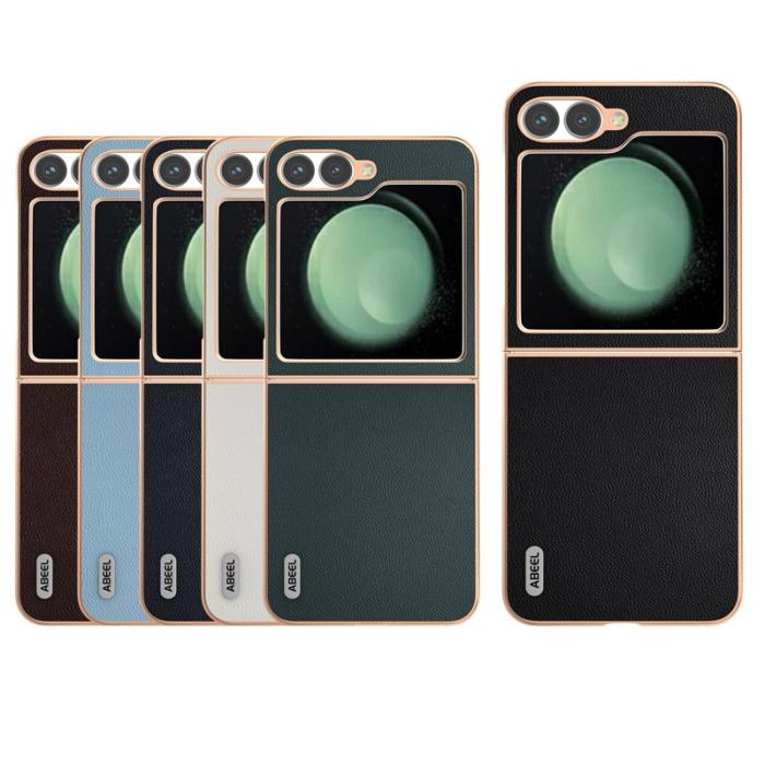 ABEEL - ABEEL Samsung Galaxy Z Flip7 FE 5G Mobilskal i äkta läder - Blå