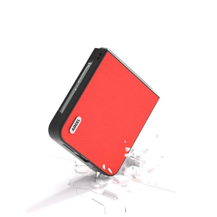 ABEEL - ABEEL Samsung Galaxy Z Flip7 FE 5G Mobilskal i äkta läder - Röd