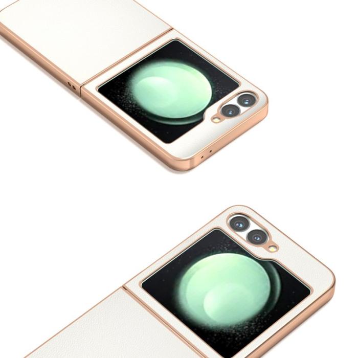 ABEEL - ABEEL Samsung Galaxy Z Flip7 FE 5G Mobilskal i äkta läder - Vit