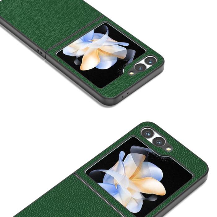 ABEEL - ABEEL Samsung Galaxy Z Flip7 FE 5G Skal Litchi Grön