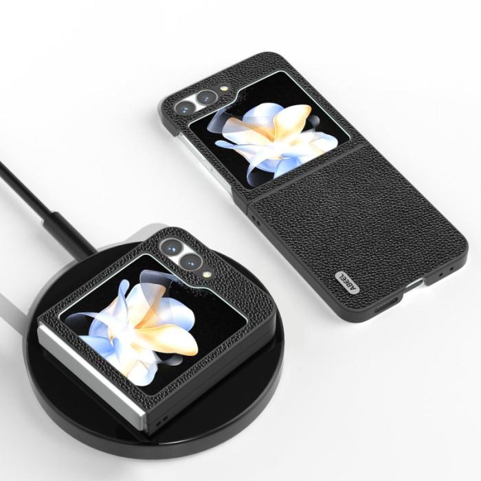 ABEEL - ABEEL Samsung Galaxy Z Flip7 FE 5G Skal Litchi Textur Svart