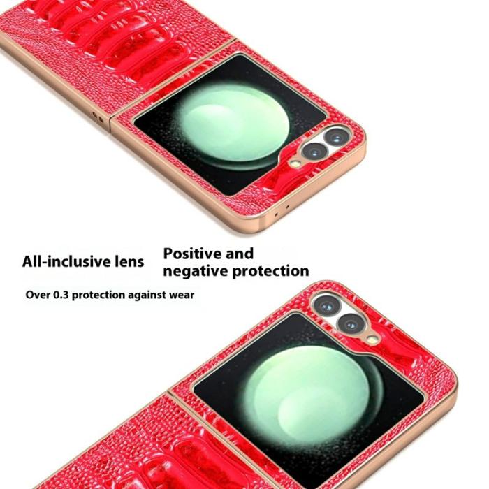 ABEEL - ABEEL Samsung Galaxy Z Flip7 FE 5G Skal Röd Crocodile Textur