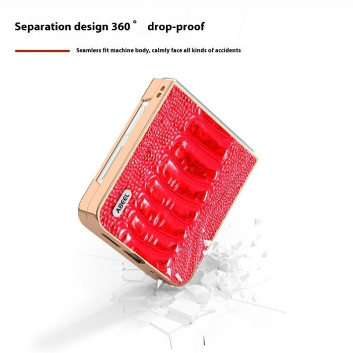 ABEEL - ABEEL Samsung Galaxy Z Flip7 FE 5G Skal Röd Crocodile Textur