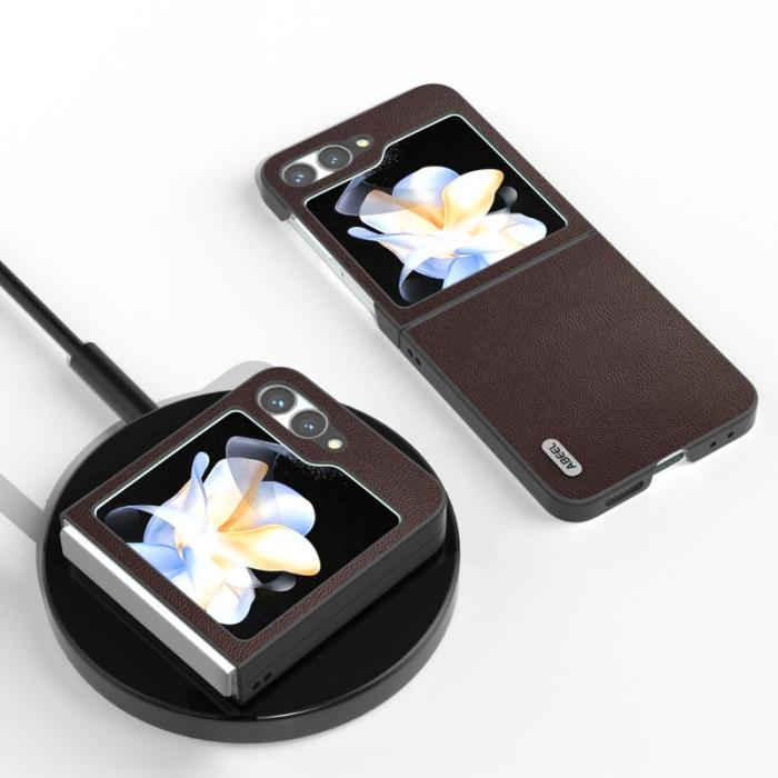 ABEEL - ABEEL Samsung Galaxy Z Flip7 FE 5G Skal Svart Kantskydd Läder