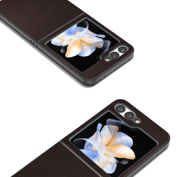 ABEEL - ABEEL Samsung Galaxy Z Flip7 FE 5G Skal Svart Kantskydd Läder