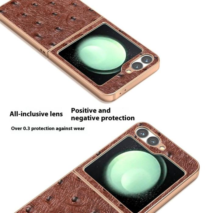 ABEEL - ABEEL Samsung Galaxy Z Flip7 FE / Z Flip6 5G Mobilskal Äkta Läder Brun