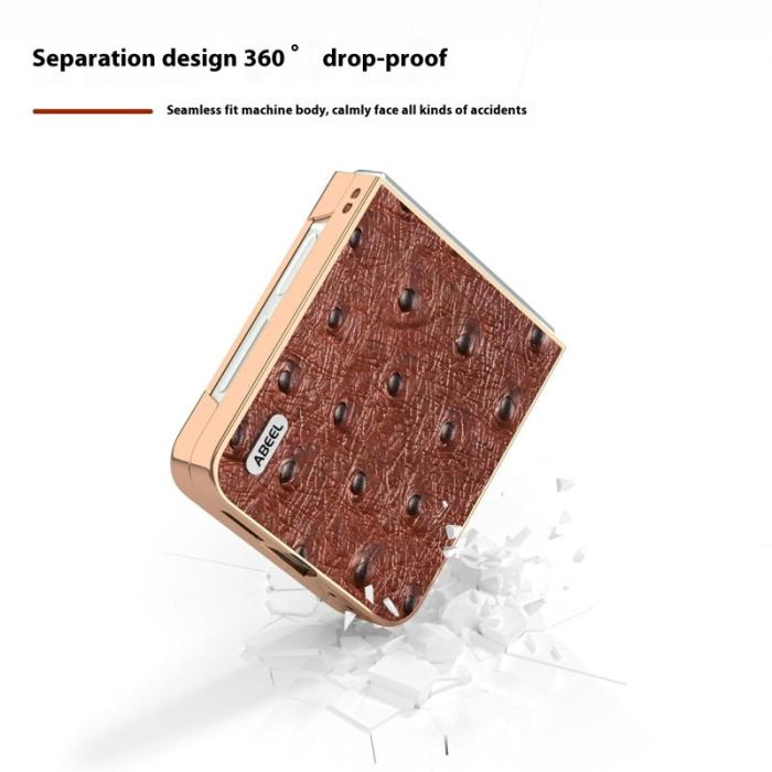 ABEEL - ABEEL Samsung Galaxy Z Flip7 FE / Z Flip6 5G Mobilskal Äkta Läder Brun