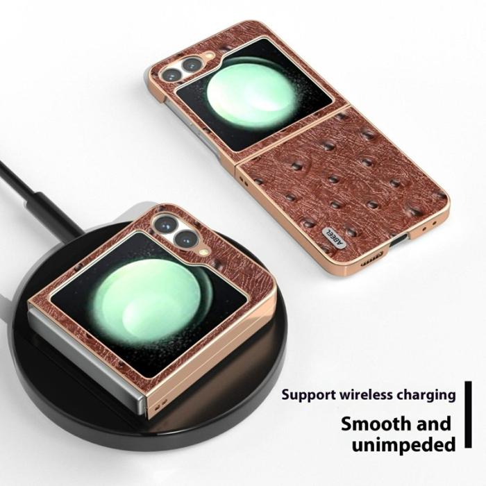 ABEEL - ABEEL Samsung Galaxy Z Flip7 FE / Z Flip6 5G Mobilskal Äkta Läder Brun