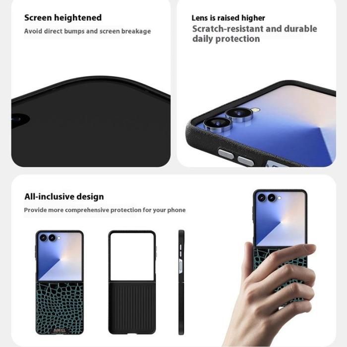 ABEEL - ABEEL Samsung Galaxy Z Flip7 Fodral MagSafe Röd Crocodile