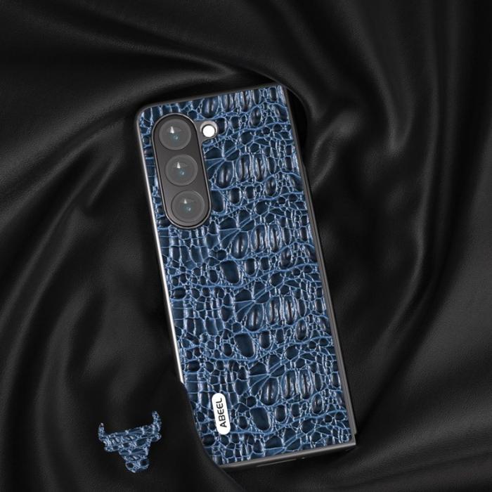 ABEEL - ABEEL Samsung Galaxy Z Fold5 5G Skal i äkta läder - Blå
