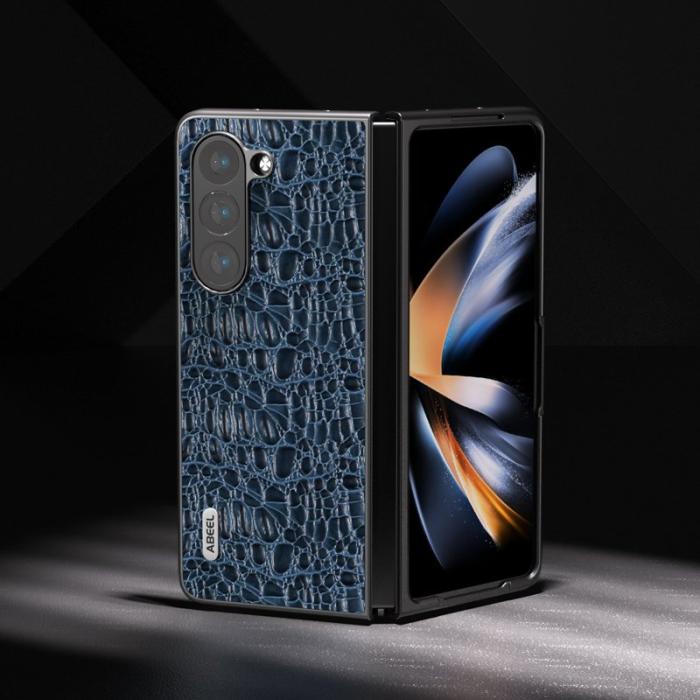 ABEEL - ABEEL Samsung Galaxy Z Fold5 5G Skal i äkta läder - Blå