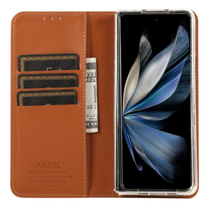 ABEEL - ABEEL Samsung Galaxy Z Fold5 5G Ställfodral Läder - Brun