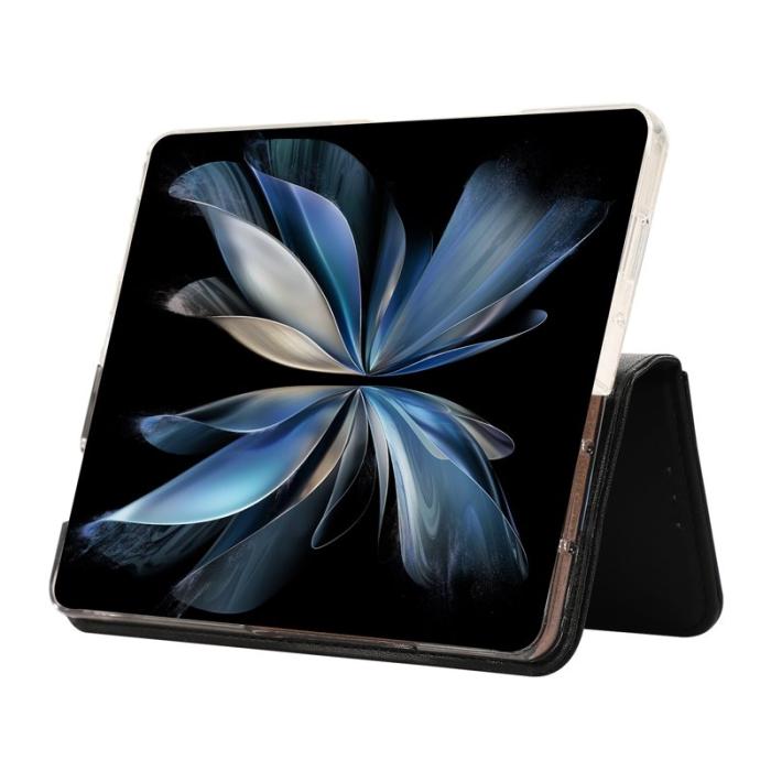 ABEEL - ABEEL Samsung Galaxy Z Fold5 5G Ställfodral Läder Svart