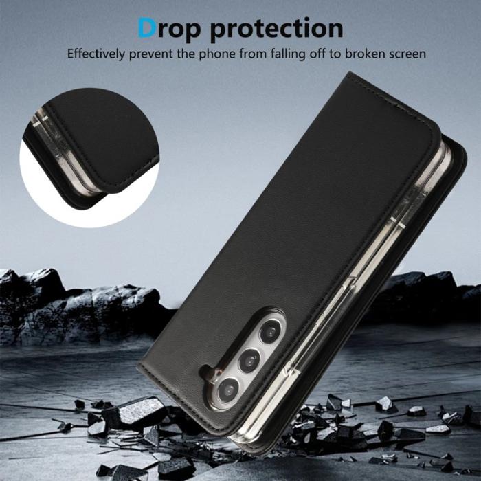 ABEEL - ABEEL Samsung Galaxy Z Fold5 5G Ställfodral Läder Svart