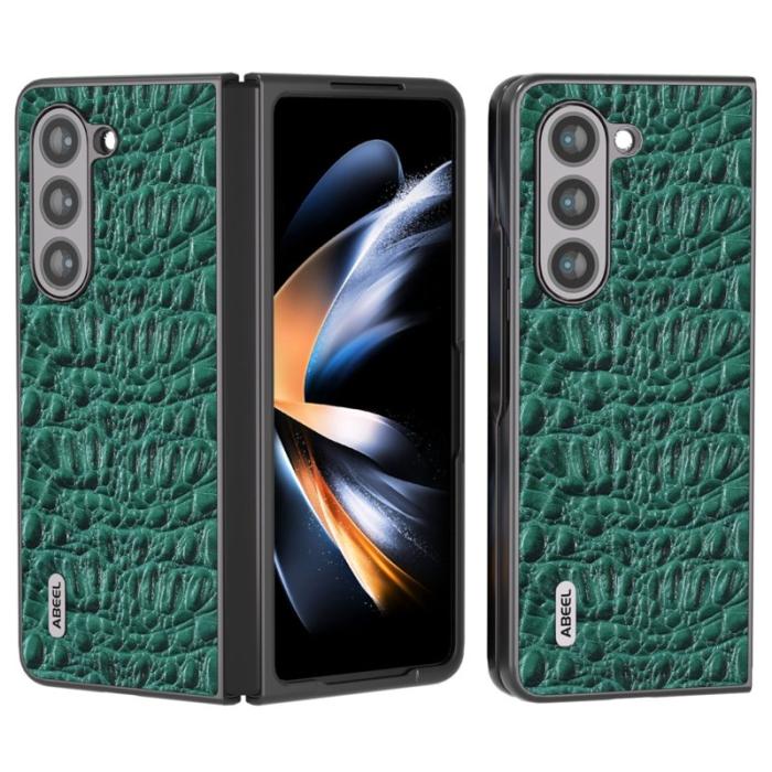 ABEEL - ABEEL Samsung Galaxy Z Fold5 Fodral Äkta Läder Grön