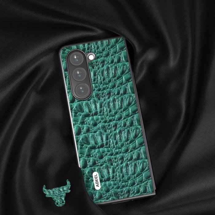 ABEEL - ABEEL Samsung Galaxy Z Fold5 Fodral Äkta Läder Grön