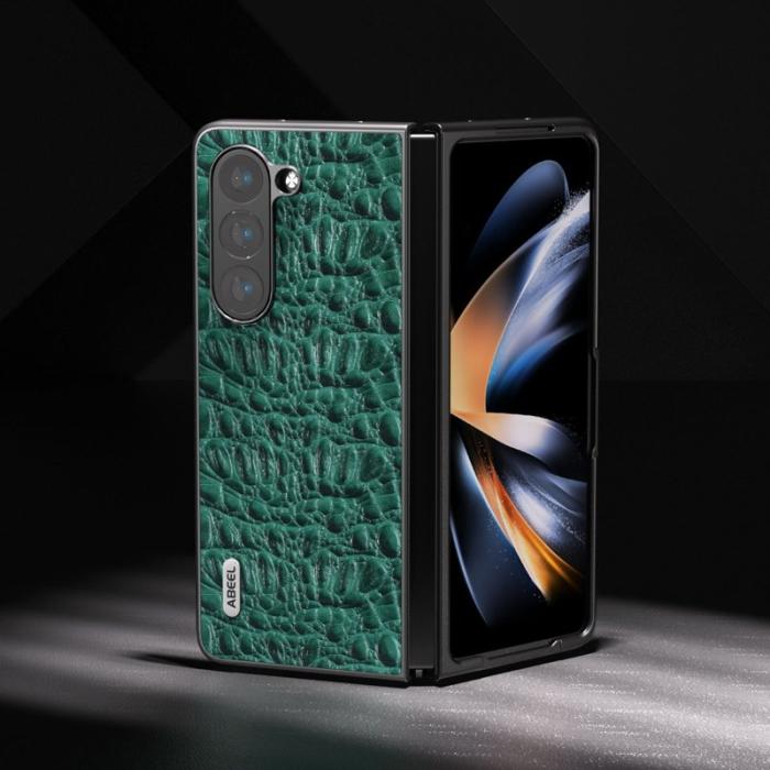 ABEEL - ABEEL Samsung Galaxy Z Fold5 Fodral Äkta Läder Grön