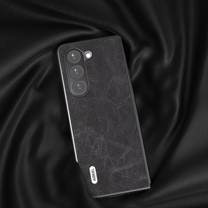 ABEEL - ABEEL Samsung Galaxy Z Fold5 Fodral Anti-Slip Läder Svart