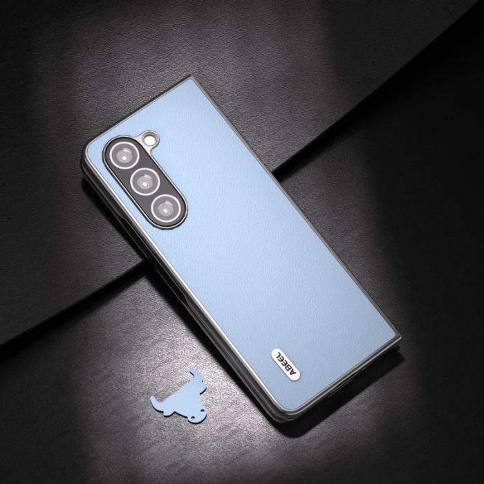 ABEEL - ABEEL Samsung Galaxy Z Fold5 Fodral i äkta läder Blå