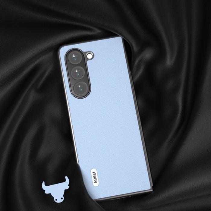 ABEEL - ABEEL Samsung Galaxy Z Fold5 Fodral i äkta läder Blå