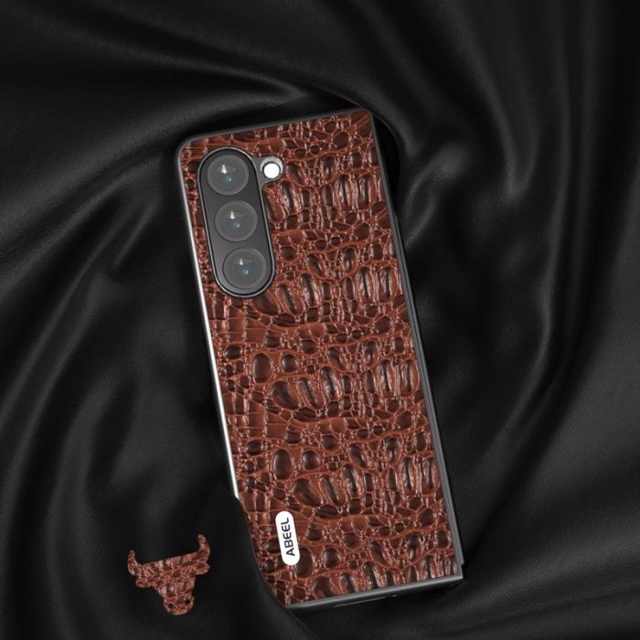ABEEL - ABEEL Samsung Galaxy Z Fold5 Fodral i äkta läder - Brun