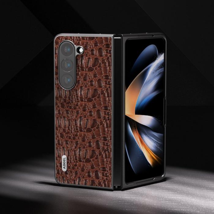 ABEEL - ABEEL Samsung Galaxy Z Fold5 Fodral i äkta läder - Brun