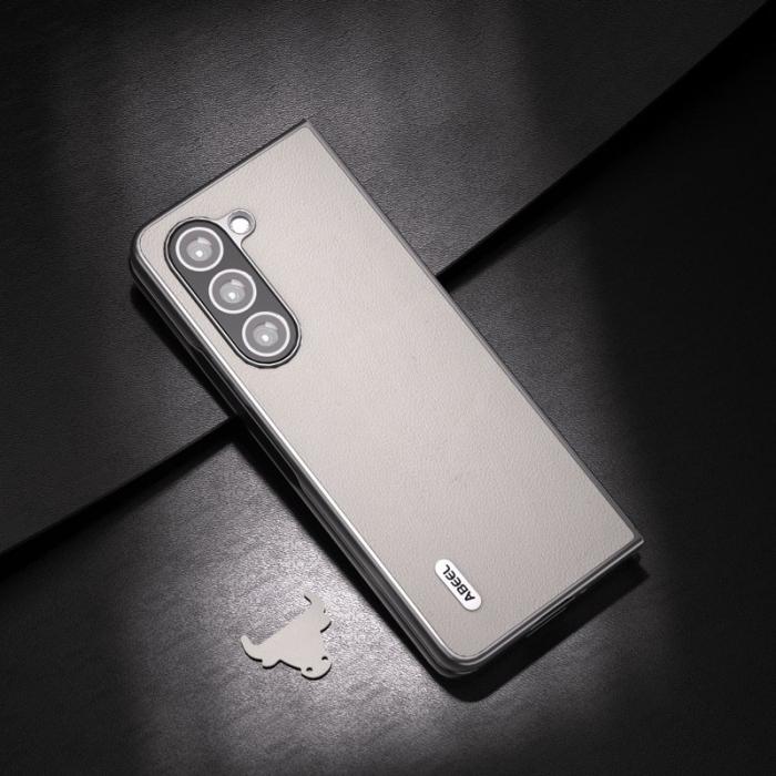 ABEEL - ABEEL Samsung Galaxy Z Fold5 Fodral i äkta läder Grå