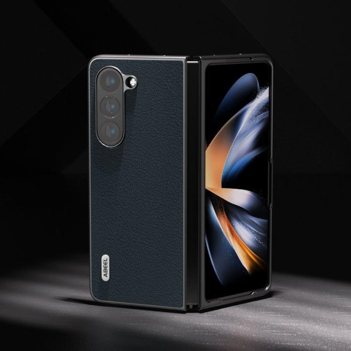 ABEEL - ABEEL Samsung Galaxy Z Fold5 Fodral i äkta läder Grön
