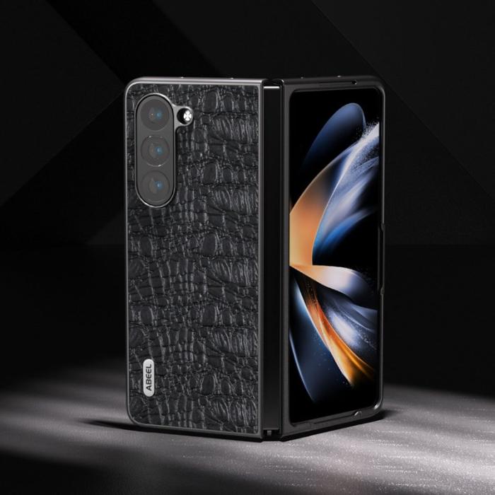 ABEEL - ABEEL Samsung Galaxy Z Fold5 Fodral i äkta läder Svart