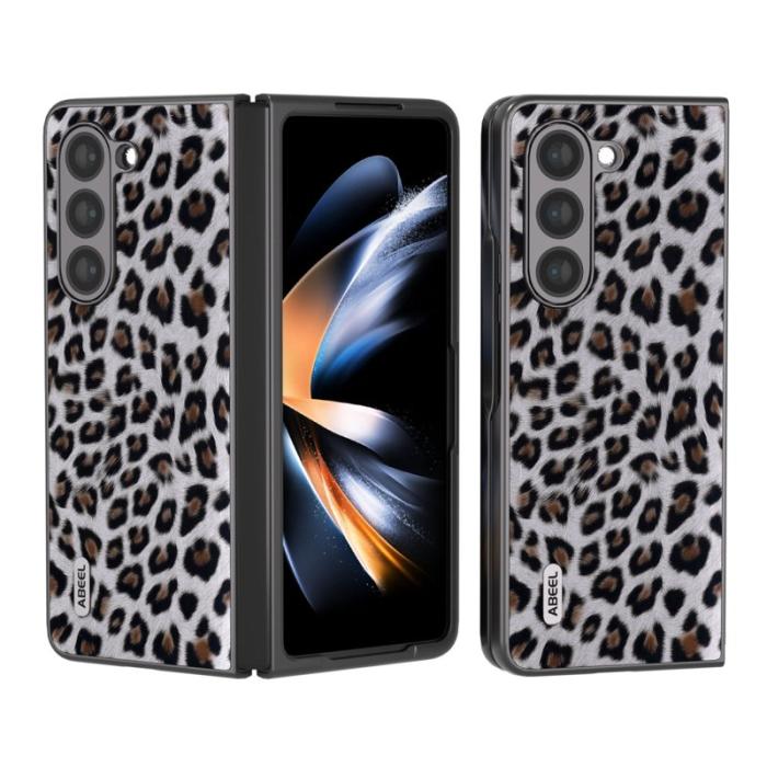ABEEL - ABEEL Samsung Galaxy Z Fold5 Fodral Leopardmönster Silver