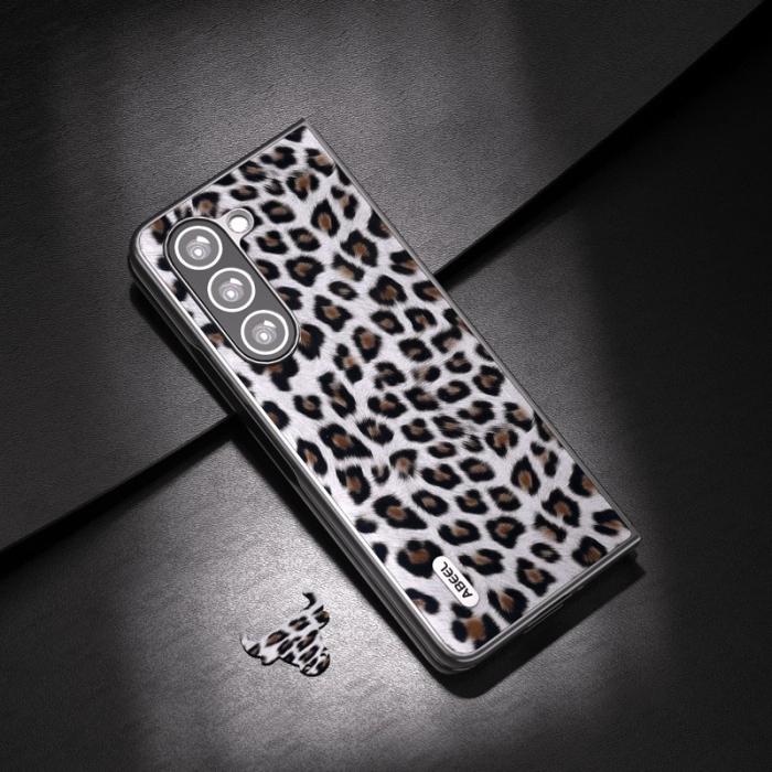 ABEEL - ABEEL Samsung Galaxy Z Fold5 Fodral Leopardmönster Silver