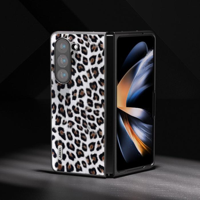 ABEEL - ABEEL Samsung Galaxy Z Fold5 Fodral Leopardmönster Silver