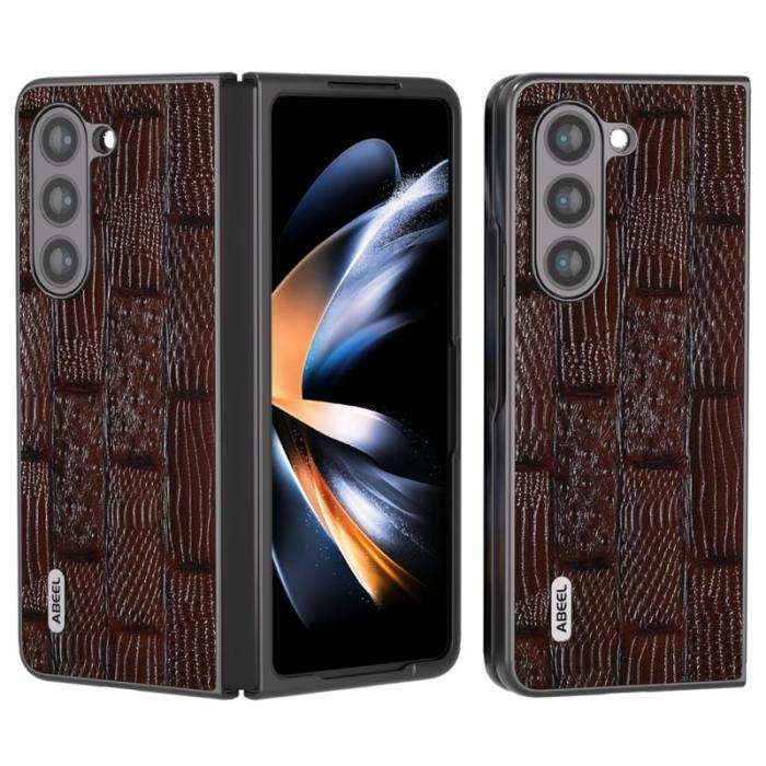ABEEL - ABEEL Samsung Galaxy Z Fold5 Fodral Mahjong Textur Brun