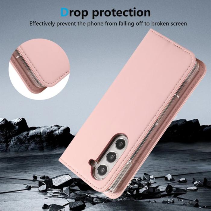 ABEEL - ABEEL Samsung Galaxy Z Fold5 Ställfodral RFID Läder - Rosa