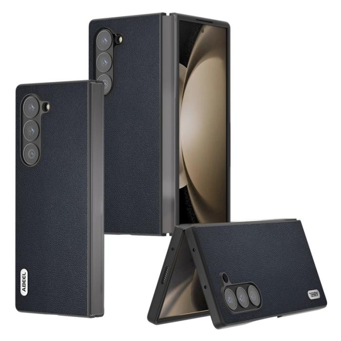 ABEEL - ABEEL Samsung Galaxy Z Fold6 5G Fodral Äkta Läder Blå