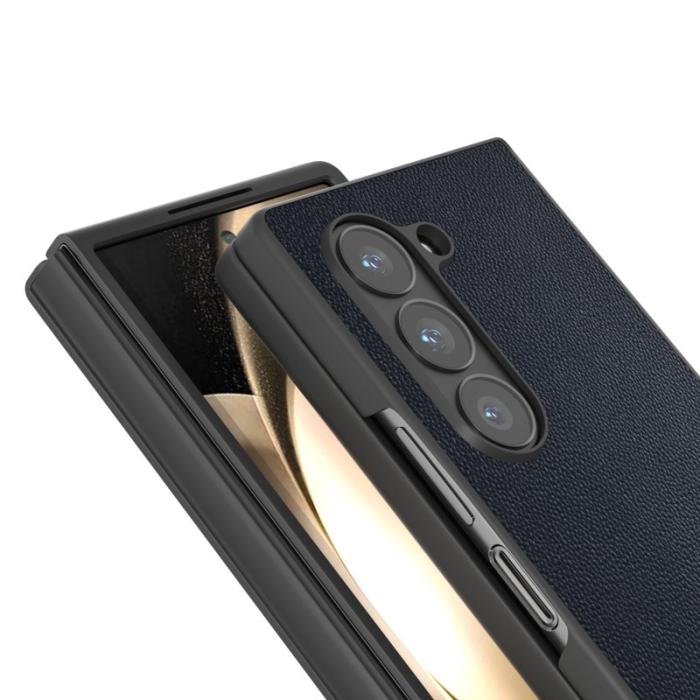ABEEL - ABEEL Samsung Galaxy Z Fold6 5G Fodral Äkta Läder Blå
