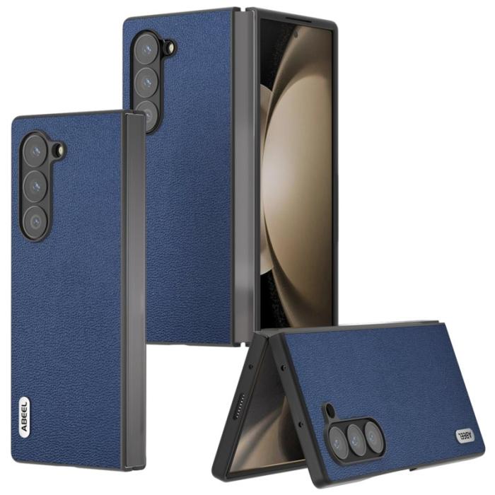 ABEEL - ABEEL Samsung Galaxy Z Fold6 5G Fodral Äkta Läder Blå