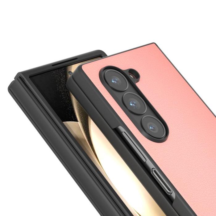 ABEEL - ABEEL Samsung Galaxy Z Fold6 5G Skal Äkta Läder Hård PC - Rosa